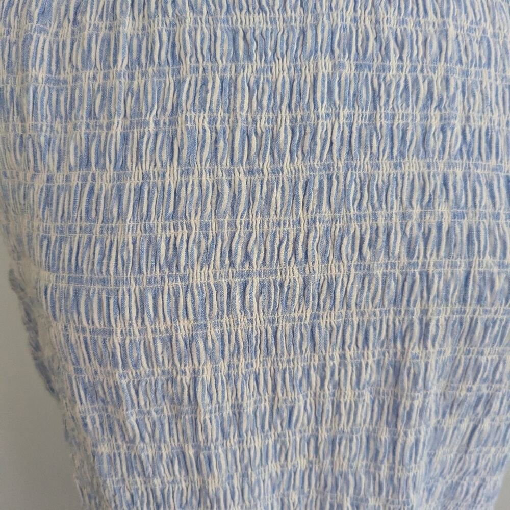 Women's Fat Face 14 Blue White Floral Smocked Maxi Dress Sleeveless Stripes - Picture 3 of 7